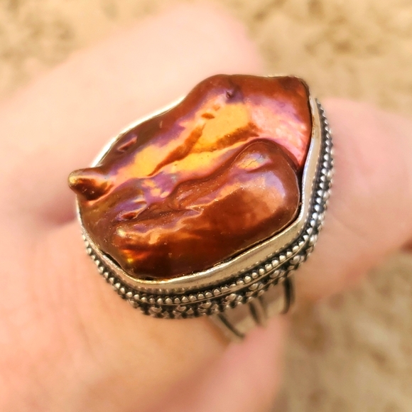 New Biwa Pearl 925 Silver Ring. - Picture 3 of 15